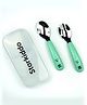 StarKiddo Little Chloris Premium Safe and Stylish Stainless Steel Spoon and Fork Set with Travel Case for Toddlers and Kids - Green