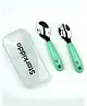 StarKiddo Little Chloris Premium Safe and Stylish Stainless Steel Spoon and Fork Set with Travel Case for Toddlers and Kids - Green