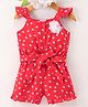 Kookie Kids Sleeveless Jumpsuit Floral Print with Bow & Floral Applique - Red