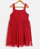 KIDSDEW Shimmer Sleeveless Pintuck Yoke Fit And Flare Party Wear Dress - Red