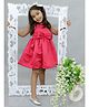 KIDSDEW Sleeveless Solid Bow Embellished Duchesse Satin Fit & Flare Dress - Red