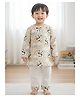 Polka Tots Full Sleeves All Over Panda With Rainbow Printed Kurta & Coordinating Pyjama Set - Cream