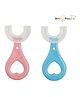 NeonateCare U Shaped Toothbrush For Kids With Case Boys & Girls Set of 2 - (Pink, Blue)