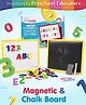 Intelliskills 2-in-1 Multipurpose Double-Sided Magnet & Chalk Board | Educational Learning Board with 31 Number Magnets, 26 Capital Letter Magnets, 3 Chalks, 1 Write & Wipe Pen and Duster for Drawing & Writing | Multicoloured | Early Education Toy | 