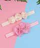Bhoomi Collection Set Of 2 Triple Satin Ribbon & Flower Detailed Headbands - Cream  Light Pink