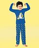 Funkrafts Full Sleeves Studying Unicorn Printed Tee With All Over Unicorn Horn Printed Pyjama - Blue