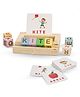 Baybee Wooden Alphabet Spelling & Reading Words Games with 26 Flash Cards 8 Wooden Blocks and Stand - Multicolor