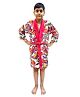 Pixer by Sassoon Car Printed Cotton Bathrobe - Maroon