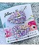 FOLLOW THE NEEDLE Set Of 2 Faux Leather Glitter Snap Pins - White & Purple