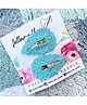 FOLLOW THE NEEDLE Set Of 2 Faux Leather Glitter Snap Pins - Blue