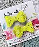 FOLLOW THE NEEDLE Set Of 2 Faux Leather Glitter Embellished Hair Clips - Yellow