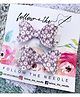 FOLLOW THE NEEDLE Set Of 2 Faux Leather Seamless Daisy Printed Bow Hair Clips - Purple & White