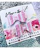 FOLLOW THE NEEDLE Set Of 2 Faux Leather Striped Design Detailed Glitter Embellished Bow Hair Clips - Pink & White