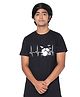 TeenTrums Half Sleeves Electronic Music  Note & Drums Graphic Printed Tee - Black