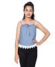 TeenTrums Sleeveless Solid Lace Embellished Hem Strappy Top - Blue