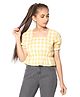 TeenTrums Half Puffed Sleeves Gingham Checked Woven Peplum Style Top - Yellow