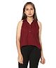 TeenTrums Sleeveless  Pencil Striped Shirt Style High Low Top - Red