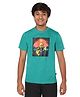 TeenTrums Half Sleeves Skull Party Graphic Printed Tee - Teal Blue