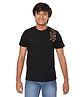 TeenTrums Half Sleeves Floral Placement Foil Printed Tee - Black