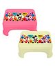 Disney By Kuber Mart Industries  Mickey & Minnie Print Durable Plastic Stool for Kitchen or Bathroom Pack of 2 - Cream & Pink