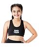 Plan B 95% Cotton 5% Spandex Double Layered Racer Back Good Vibes Printed Sports Bra - Black