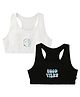 Plan B 95% Cotton 5% Spandex Pack Of 2 Double Layered Racer Back Good Vibes & Peace Printed Sports Bras - Black & White