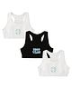 Plan B 95% Cotton 5% Spandex Pack Of 3 Double Layered Racer Back Peace Good Vibes Printed Sports Bras - Black & White