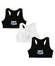 Plan B 95% Cotton 5% Spandex Pack Of 3 Double Layered Racer Back  Peace Good Vibes Printed Sports Bras - Black & White