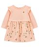 Carter's Cotton Knit Full Sleeves Floral Layered Dress With Bloomer - Coral