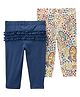 Carter's 100% Cotton Ankle Length Pull On Pants Printed with Frill Detailing Pack of 2 - Blue & White