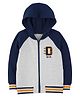 Carters Full Sleeves Hooded Jacket - Navy Blue & Grey