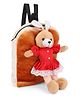 Tickles Shoulder Plush Bag Rabbit Applique Red Brown - Height 13 Inches