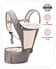 Babyhug Imperial 5-in-1 Baby Carrier with Hip Seat: Front, back & hip carrying positions, Adjustable head support, Padded straps, Breathable fabric, Pressure-relieving waist belt, Side storage pockets, Supports up to 15kg- Grey