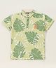 Little Kangaroos Half Sleeves T-Shirt Leaf Print Green (Logo Design May Vary)