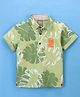Little Kangaroos Half Sleeves T-Shirt Leaf Print Green (Logo Design May Vary)