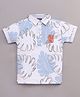 Little Kangaroos Half Sleeves T-Shirt Leaf Print- White