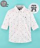Tommy Hilfiger Organic Cotton Full Sleeves Printed Slim Fit Shirt  - White