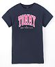 Tommy Hilfiger Cotton Half Sleeves Slim Fit Frock Text Print- Black