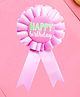 AMFIN Happy Birthday Ribbon Badge Confetti Design for Party Favor Birthday with Pin - Light Pink