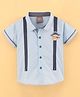 Little Kangaroos 100% Cotton Half Sleeves Shirt Pirate Cat Patch - Blue