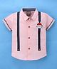 Little Kangaroos Half Sleeves Shirt Pirate Cat Patch - Pink