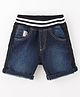 Little Kangaroos Above Knee Length Washed Denim Shorts - Dark Blue