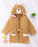 Babyhug Full Sleeves Hooded Bear Bath Robe With 3D Ears - Brown