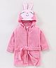 Babyhug Knit Terry Full Sleeves Hooded Bath Robe Bunny Embroidered - Pink