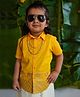 Tiber Taber Half Sleeves Ethnic Block & Fish Motif Printed Ethnic Shirt - Yellow