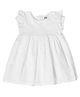 Mi Arcus 100% Cotton Short Flutter Sleeves Solid Frock - White