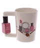 Awestuffs Unique Nail Polish Lover Mug Girl Tools Adore Nail Varnish Shaped Handle Coffee Mug - 350 ml