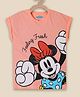 Kidsville Sleeveless Mickey And Friends Minnie Mouse Printed T Shirt - Peach