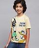 Kidsville Half Sleeves Mickey And Friends Goofy And Donald Duck Printed T Shirt - Yellow