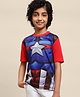 Kidsville Marvel Avengers Super Heroes Featuring Half Sleeves Captain America Chest Printed Tee - Red